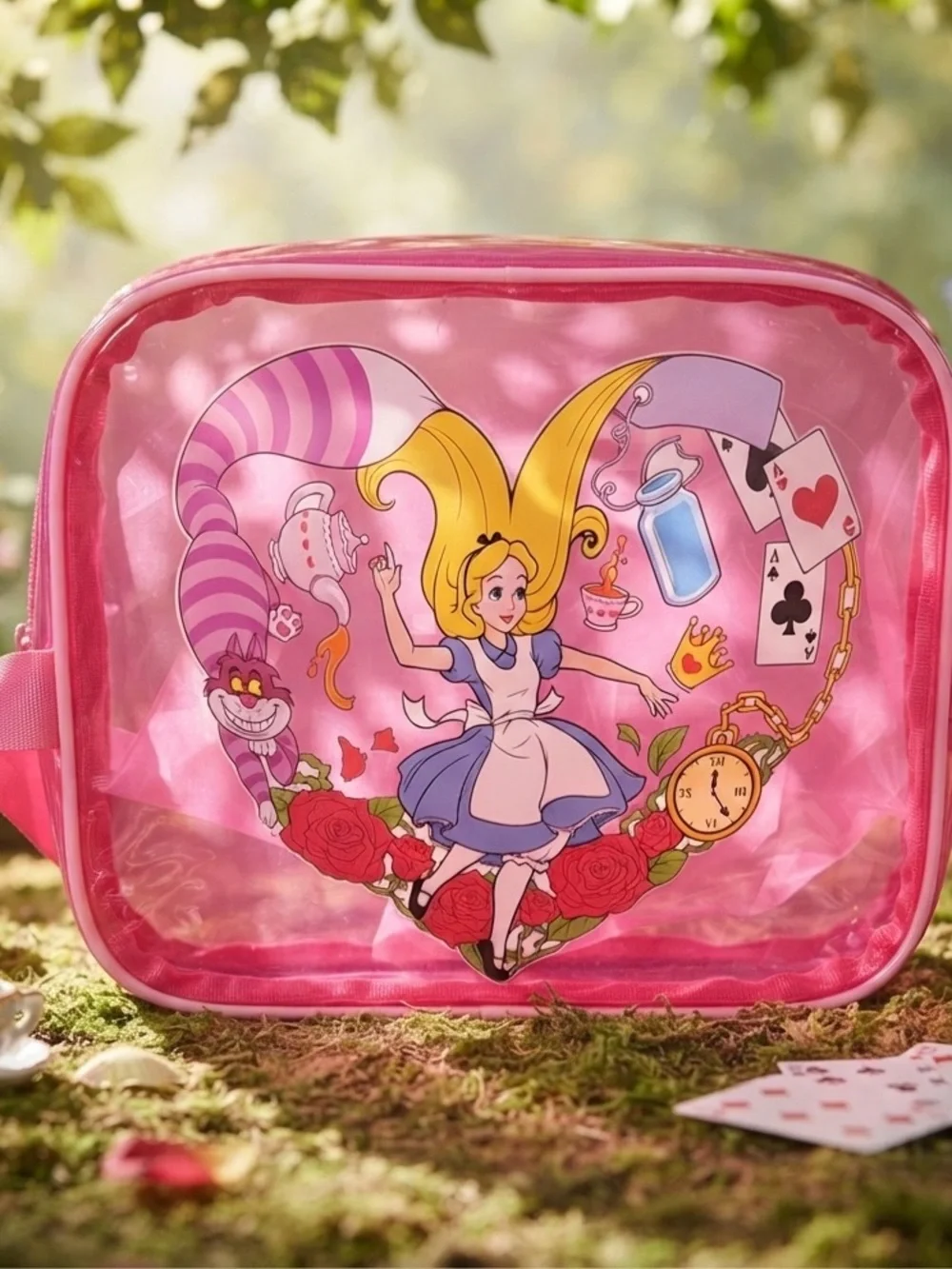 Kids Pink Alice-Inspired Clear cosmetic Bag